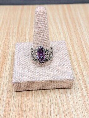 Gothic Purple Marquis Cut Filigree Ring